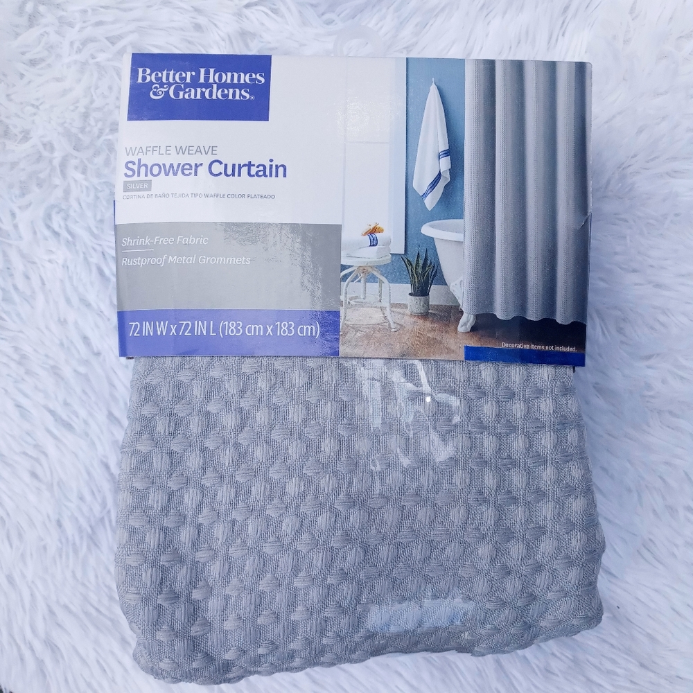 Better Homes & Gardens Waffle Weave Fabric Shower Curtain